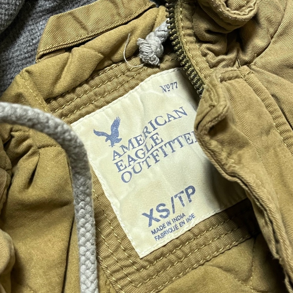 American Eagle Outfitters Field Jacket XS Tan Hooded Military Utility Coat - Picture 3 of 9